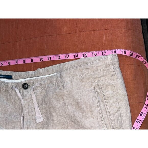 Perry Ellis Tan Linen-Blend Casual Drawstring&Button Fly Men's Pants Size 36x32 - Picture 7 of 12